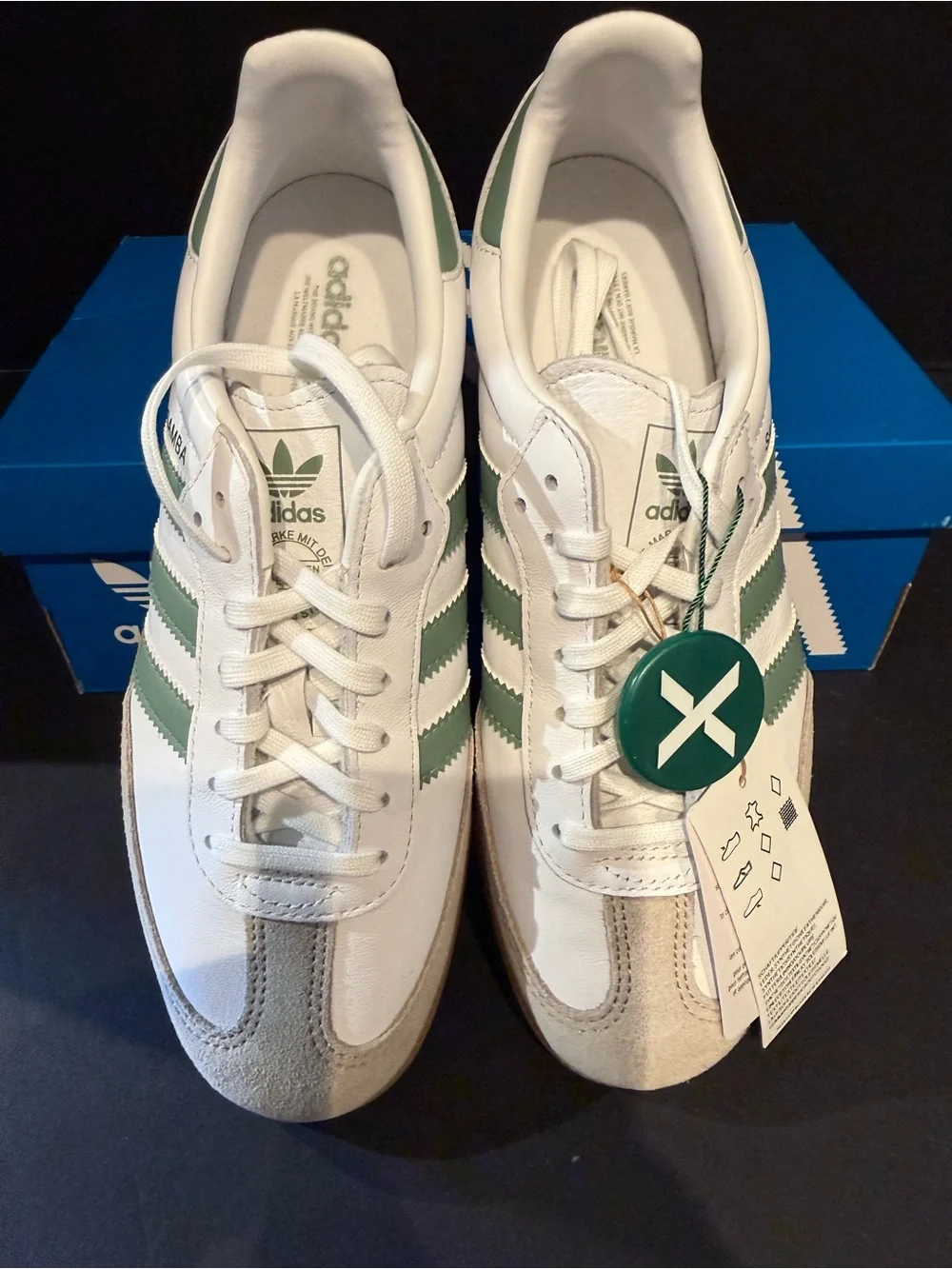 Adidas Samba OG Men’s Sneakers in White & Green 7M/8W